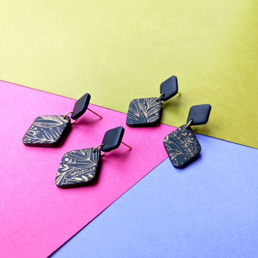 Black and Gold Diamond Drops