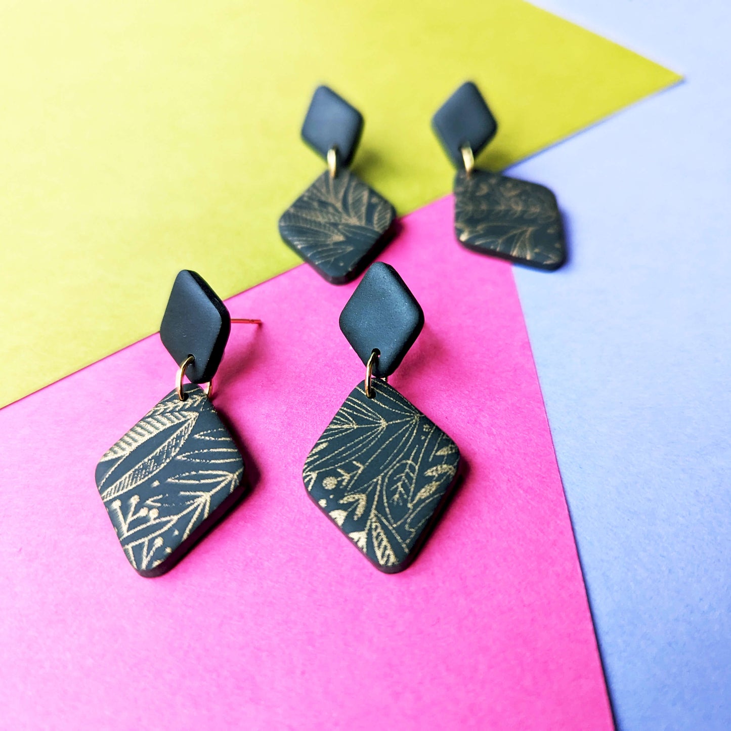 Black and Gold Diamond Drops