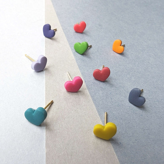 Micro Heart Studs - All Colours