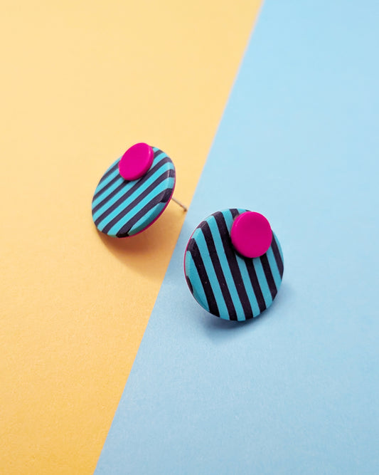 Stripe Dot Statement Studs