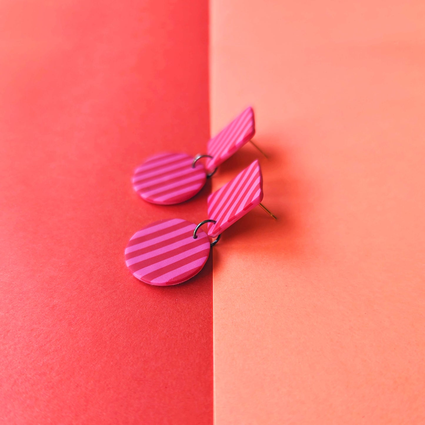 Red & Pink Stripe Dangles