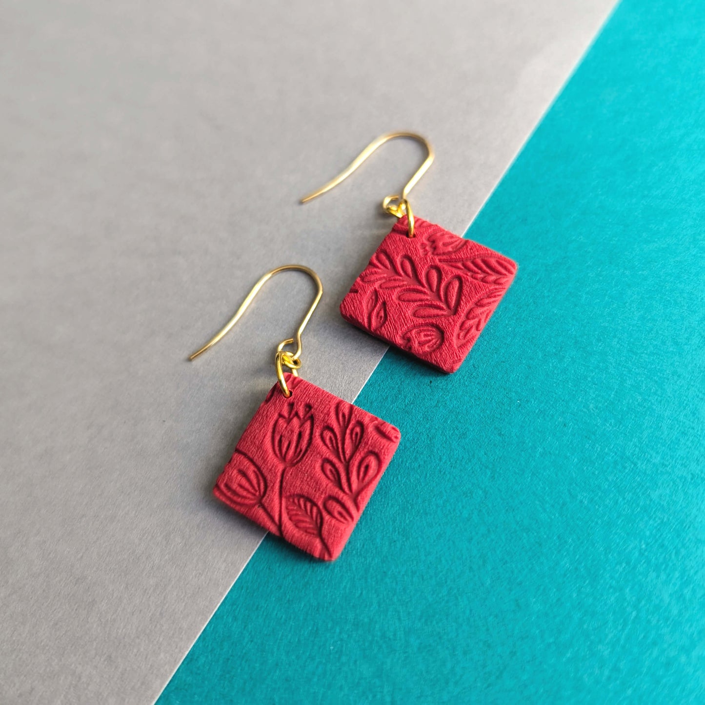 Red Floral Squares
