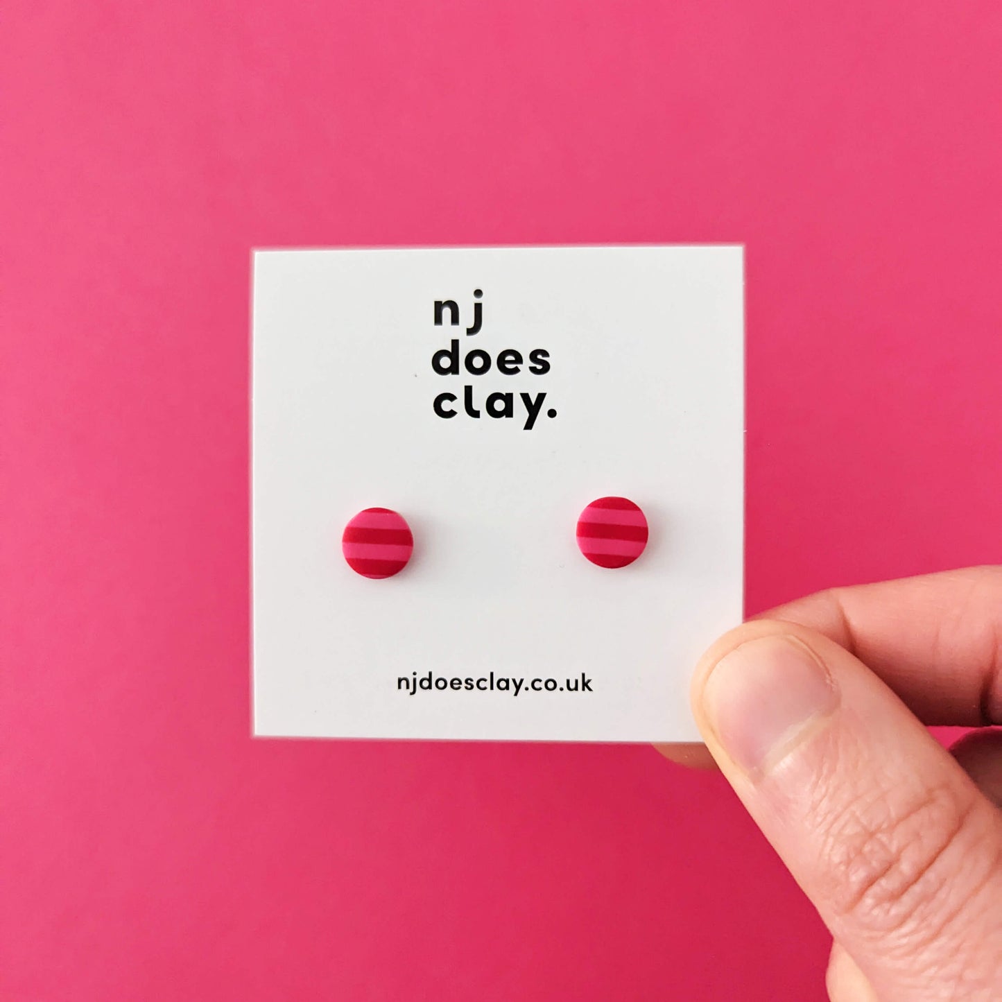 Red & Pink Stripe Studs
