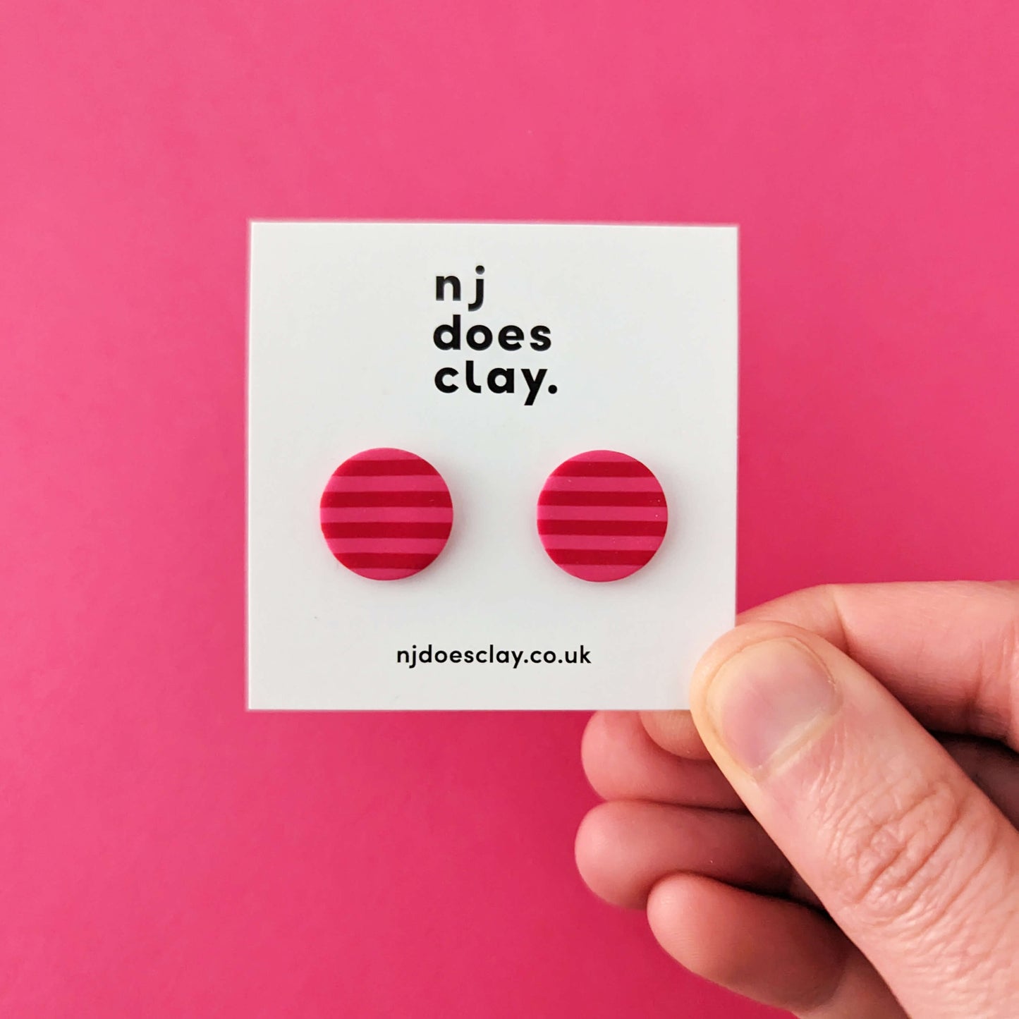 Red & Pink Stripe Studs