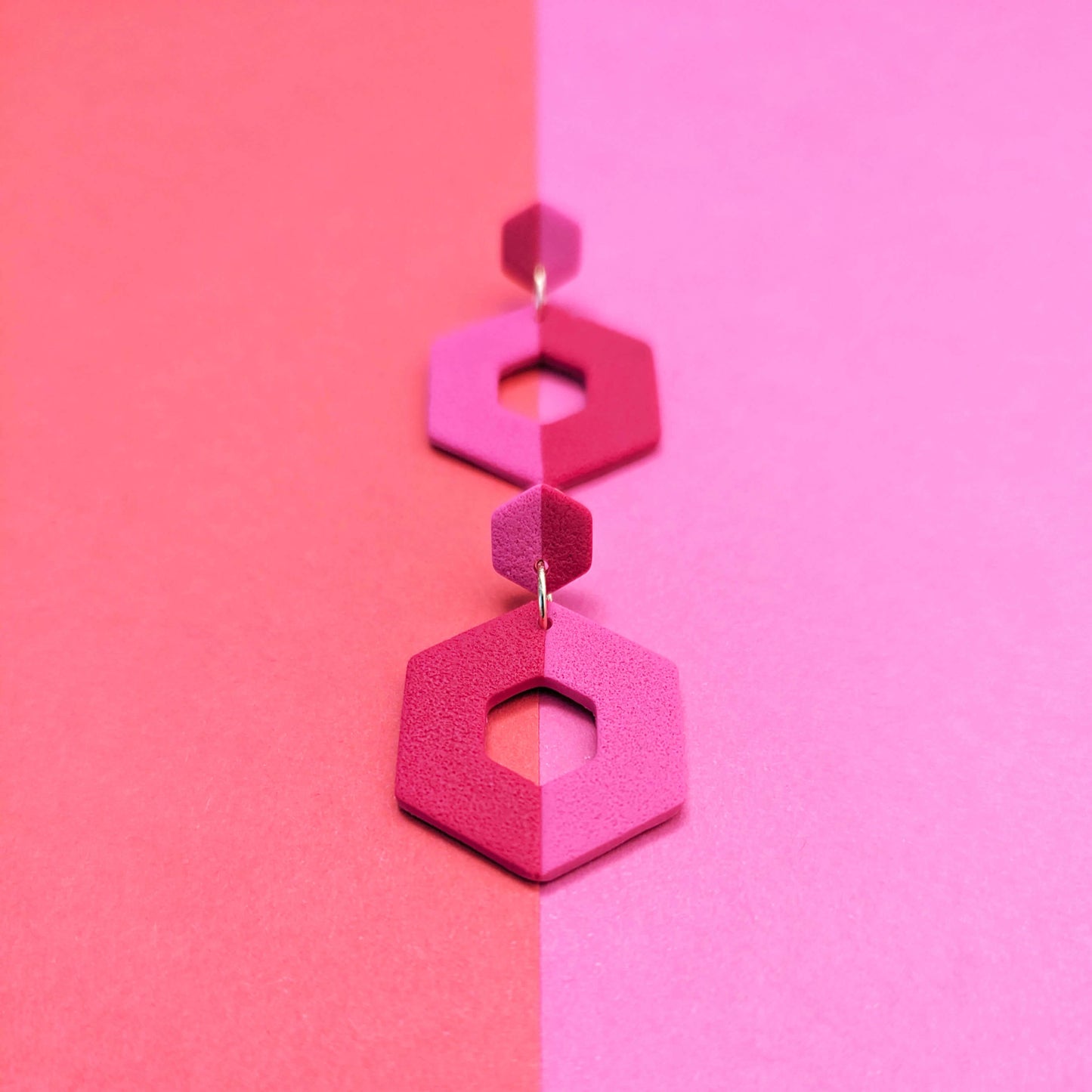 Split Hexagon Donuts - Pink & Red