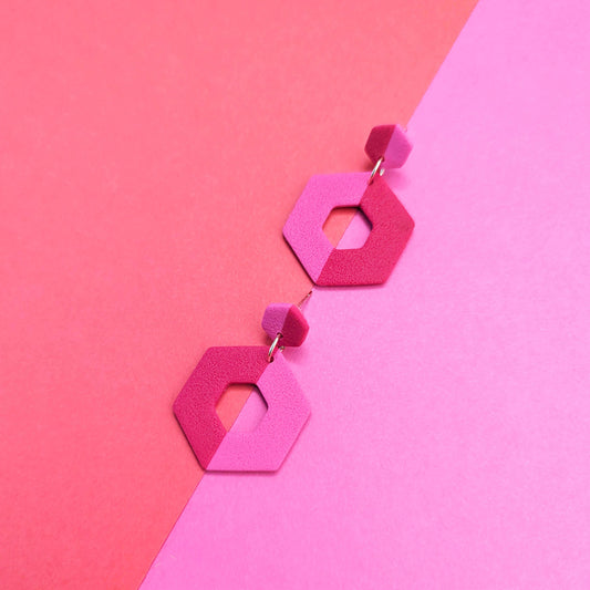 Split Hexagon Donuts - Pink & Red