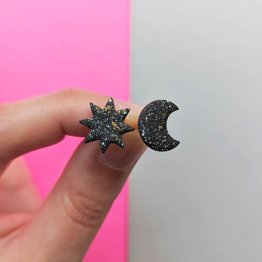Moon and Star Studs