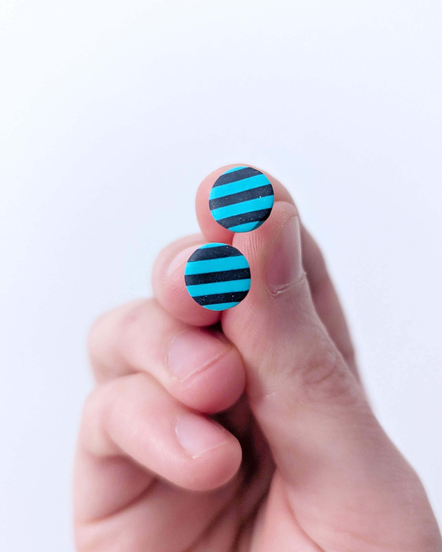 Navy & Turquoise Stripe Studs