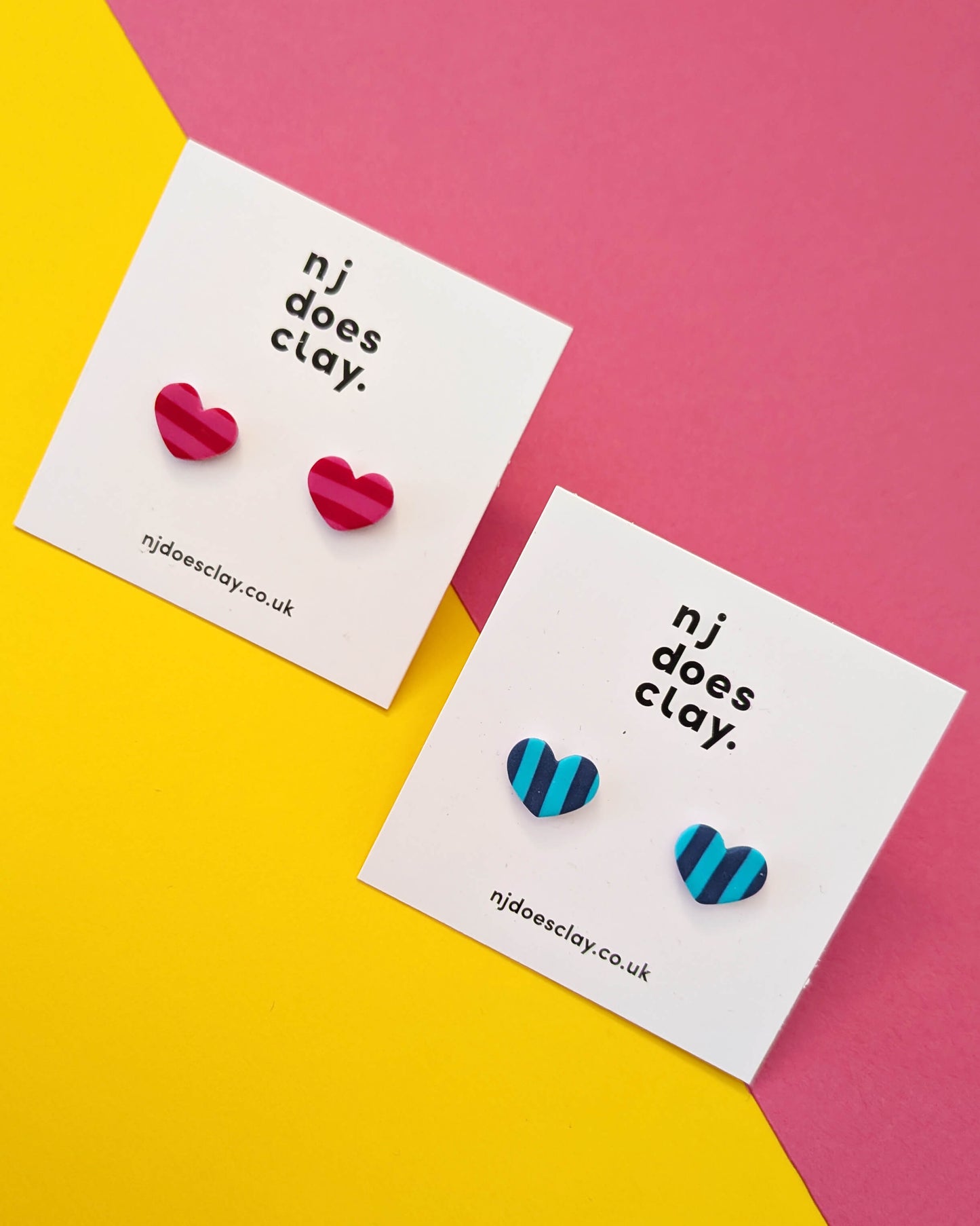 Stripe Heart Studs