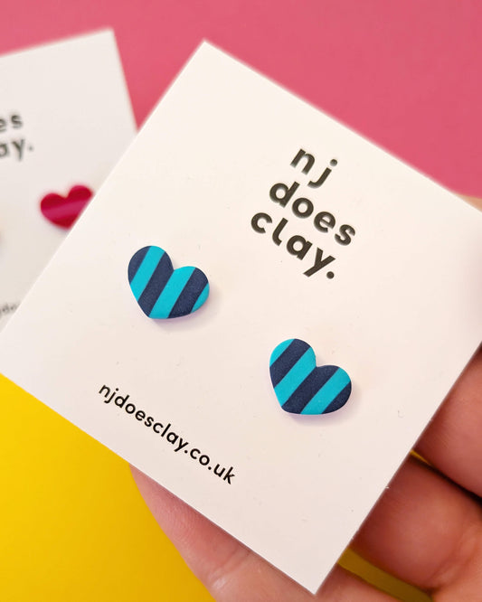 Stripe Heart Studs