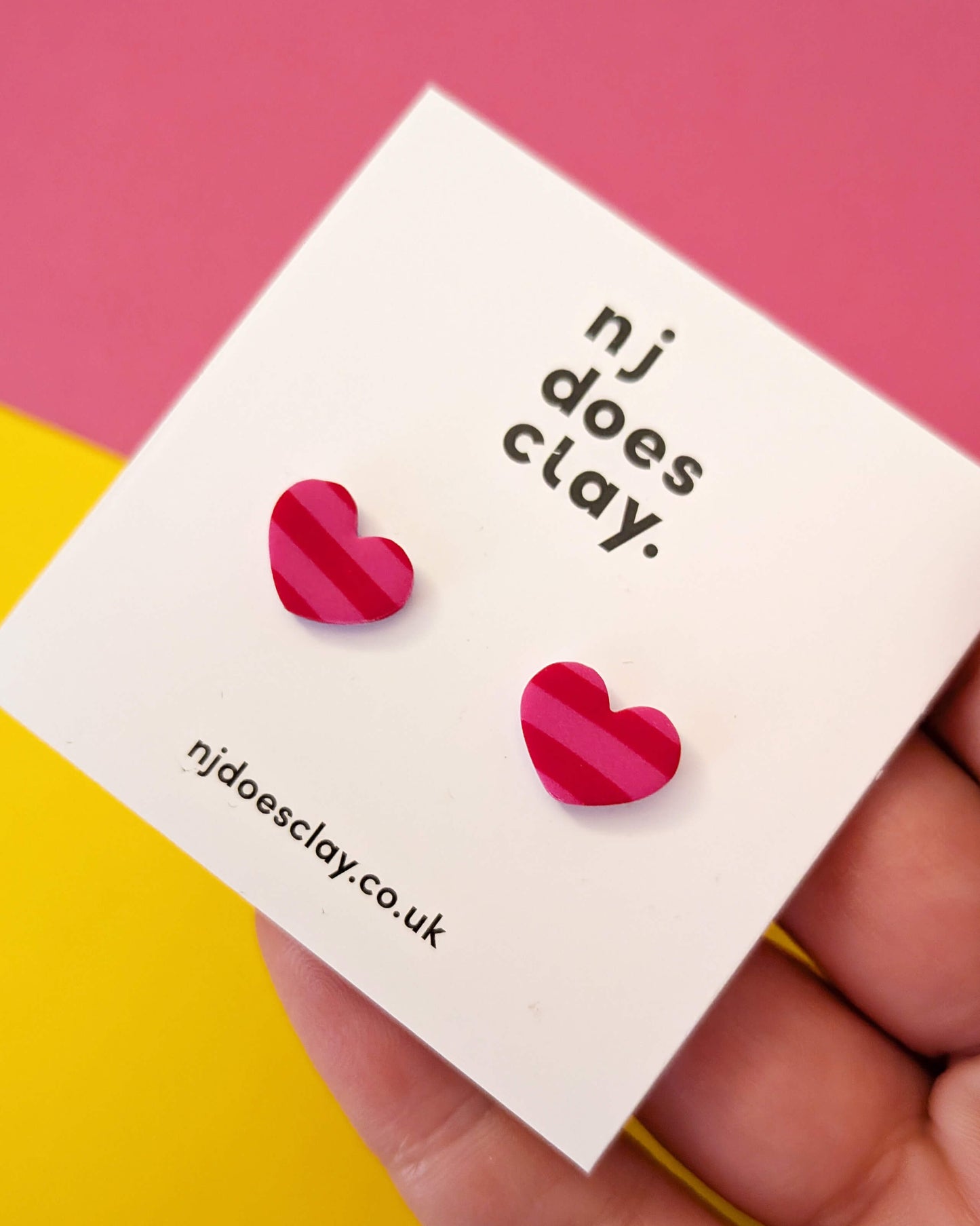 Stripe Heart Studs