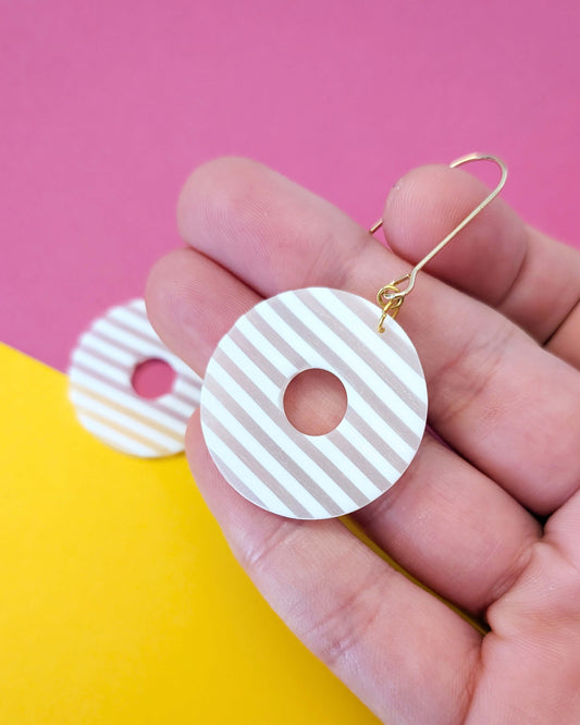 White Striped Donut Dangles