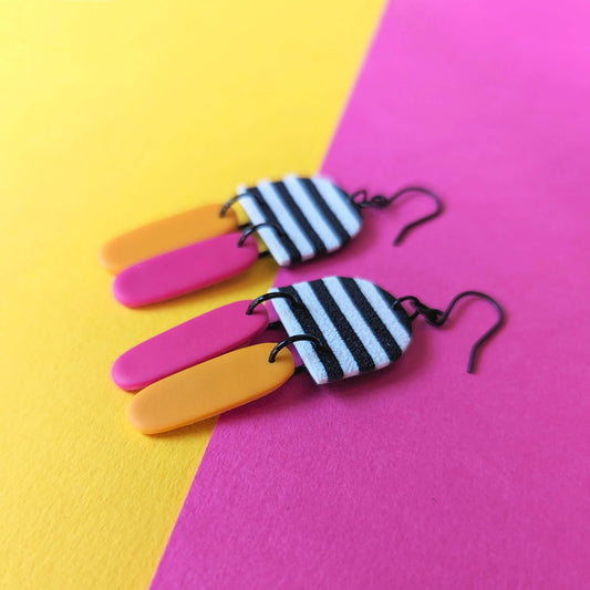 Rhubarb & Custard Stripe Dangles