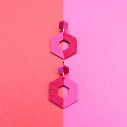Split Hexagon Donuts - Pink & Red