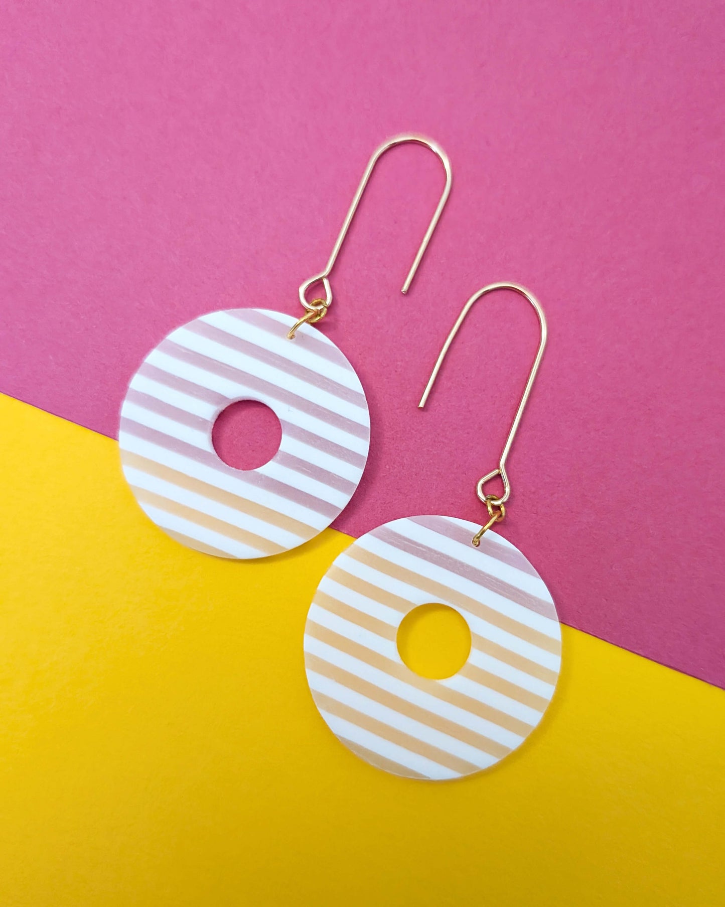 White Striped Donut Dangles